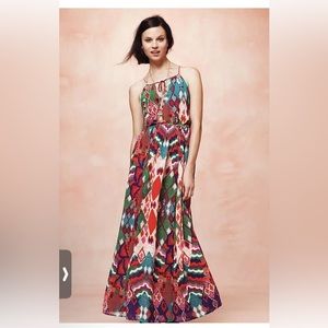 Anthropologie Maeve Tarana Maxi Dress 4 Multi Color Mixed Print Boho